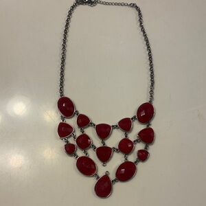 Chic Red Gemstone Necklace
